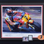 Barry Sheene – Framed print by Nicholas Watts – Original Barry Sheene autograph!