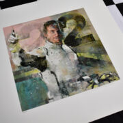 Portrait of Jenson Button, commemorating his World Championship season in 2009 racing for Brawn GP - Limited Edition giclee print by Joff Carter