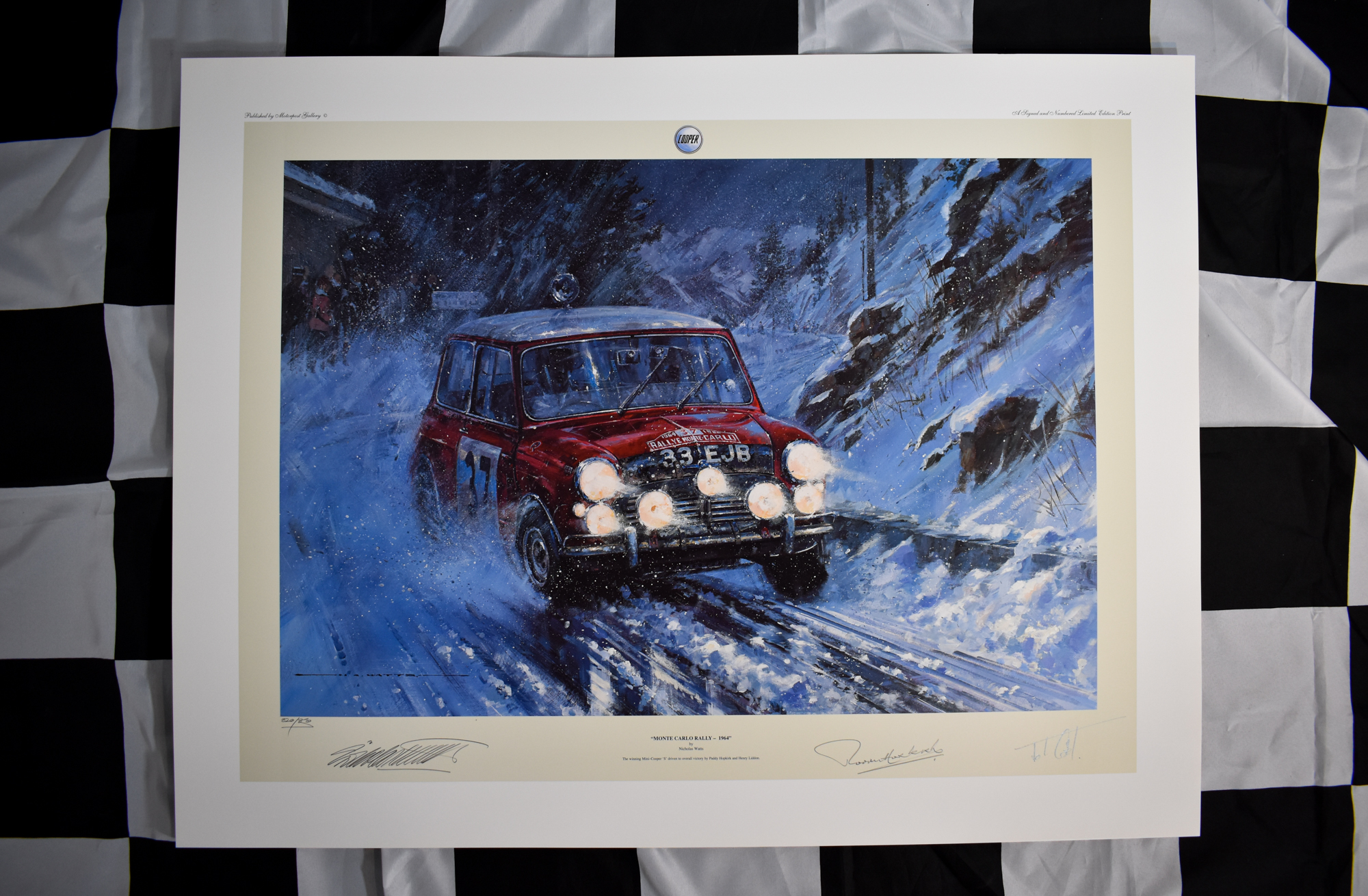 Limited Edition print of Paddy Hopkirk at the monte carlo rally 1964