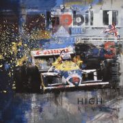 Driving the Williams-Honda, Nigel Mansell wins the 1987 British GP, limited edition giclee print by Joff Carter