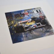 Driving the Williams-Honda, Nigel Mansell wins the 1987 British GP, limited edition giclee print by Joff Carter