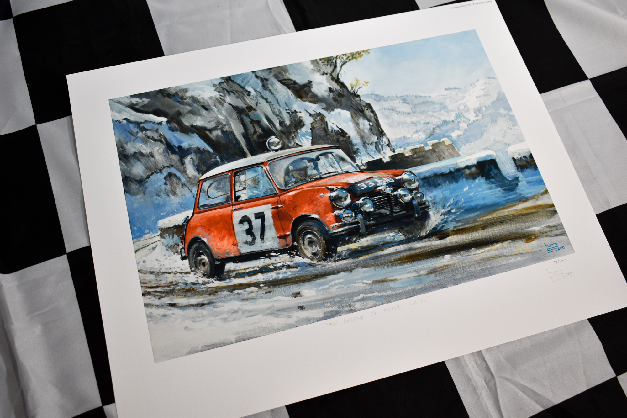 limited edition paddy hopkirk print driving his mini cooper s at the monte carlo rally by keith burns