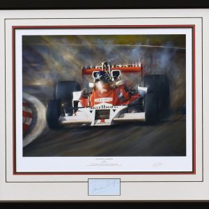 DEFENDING CHAMPION – James Hunt Tribute – Framed Collector’s Piece by Paul Dove