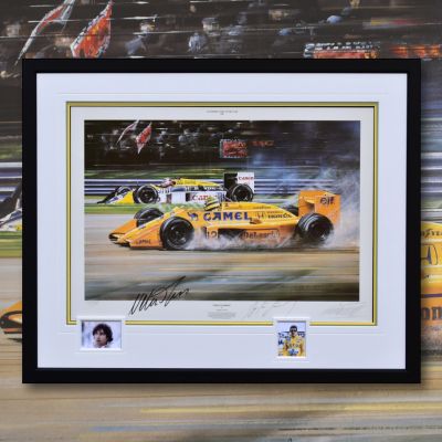 TRIPLE CHAMPION – Ayrton Senna Original Autograph Framed Art Print – Nicholas Watts