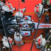 Jenson Button 2012 Vodafone McLaren Mercedes pit crew original painting by james stevens
