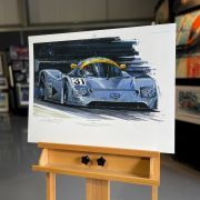 Schumacher at Le-Mans, a giclee image of an original painting by Nicholas Watts.