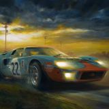 The Ford GT40 of Jacky Ickx and Jackie Oliver powers to 1st place in the Sebring 12 Hours in 1969
