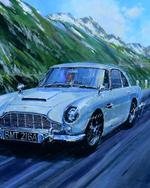 IN PURSUIT OF GOLDFINGER – James Bond DB5 – Framed Art Print by Nicholas Watts