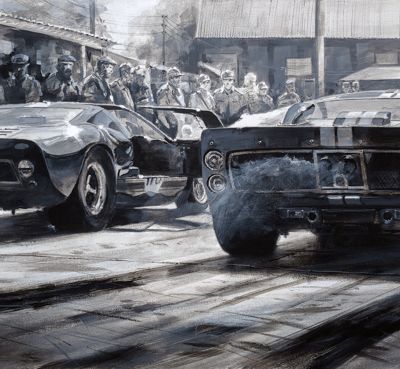 GT40s At Shelsley Walsh Hill Climb – Giclée Canvas by Keith Burns