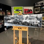 E-TYPES AT SILVERSTONE – Original Motorsport Painting by Keith Burns