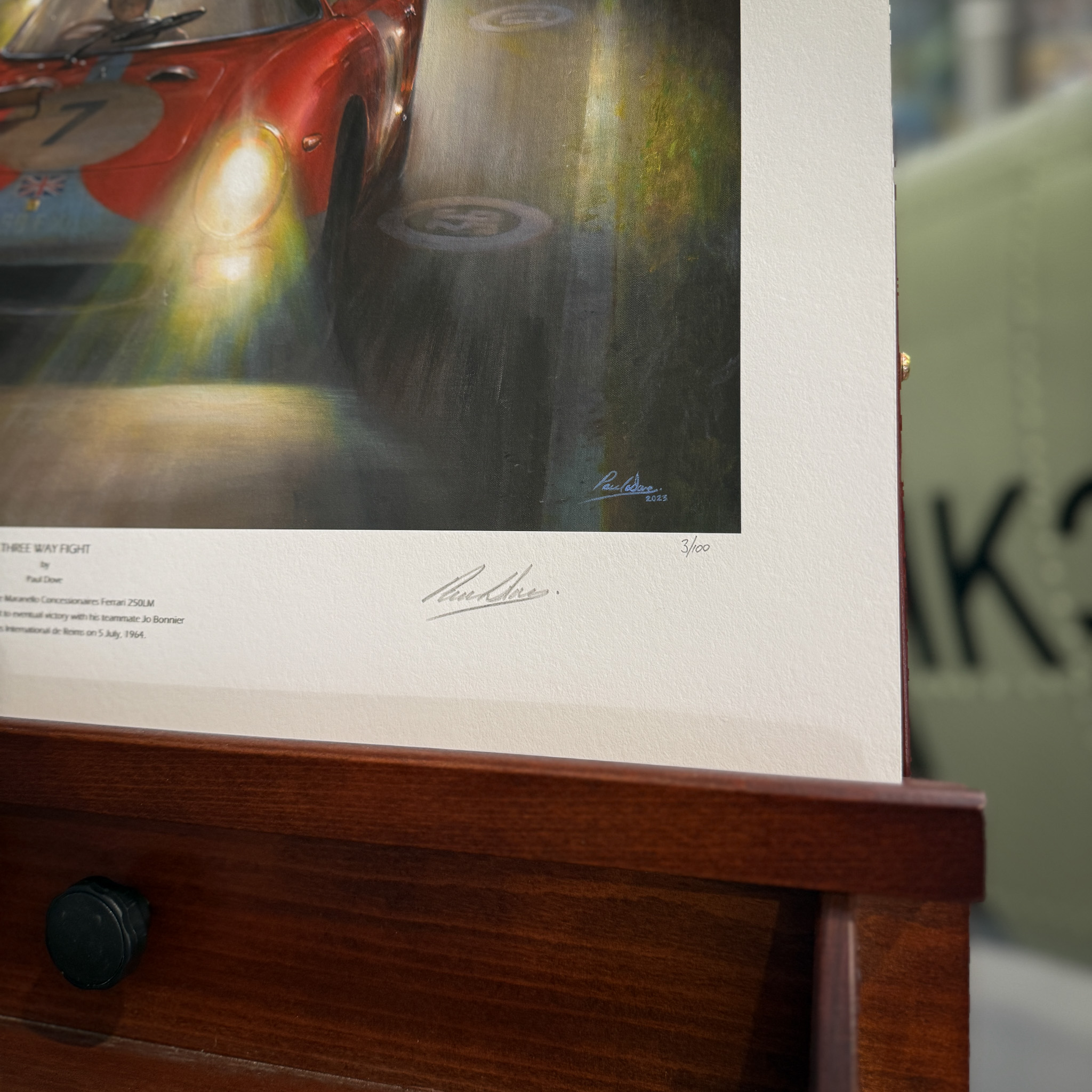 THREE WAY FIGHT – 1964 Reims 12 Hours, Graham Hill, Ferrari by Paul Dove