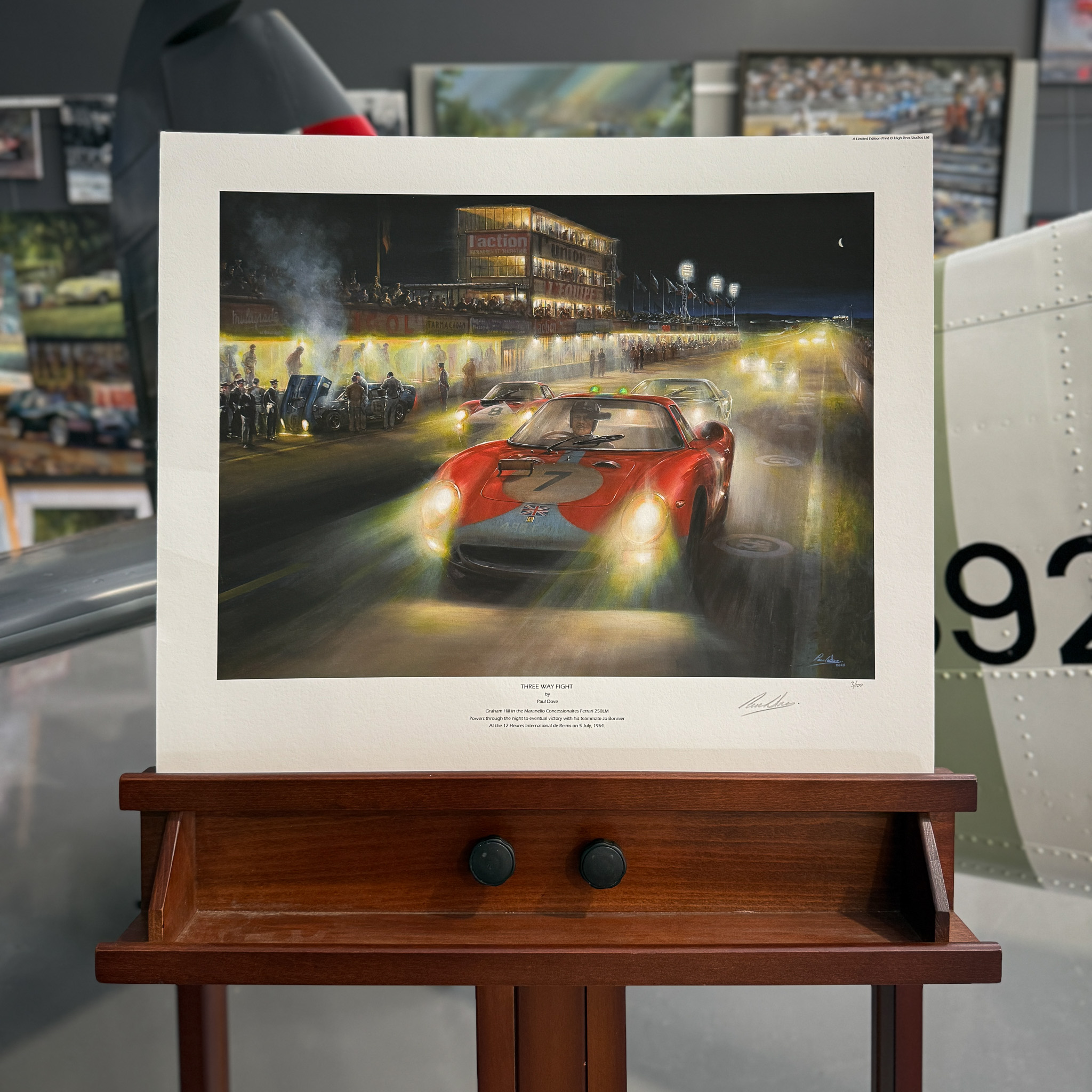 THREE WAY FIGHT – 1964 Reims 12 Hours, Graham Hill, Ferrari by Paul Dove