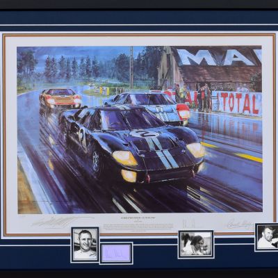 FORMATION FINISH – Le Mans Motorsport Framed Art Print (w/ Ken Miles Sig) by Nicholas Watts